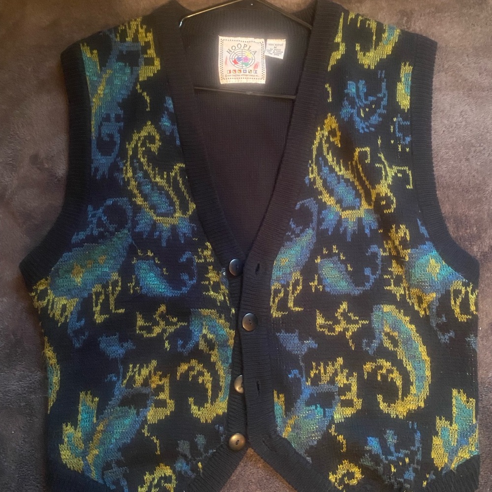hoopla black detailed men’s dress vest M